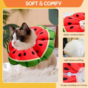 Avont Cat Cone Collar Soft, Adjustable Recovery E Collar Alternative for Cats Kittens Puppies, Elizabethan Neck Cone of Shame to Prevent Licking Biting After Surgery Protect Wounds -Melon(L)