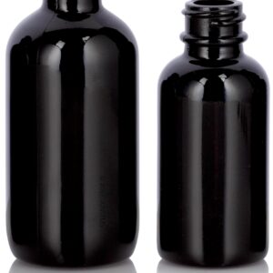 JUVITUS Black Straight Tip Glass Dropper Closure Top for Boston Round Bottles 24 Pack (4 oz / 120 ml (24-400 Neck Size))