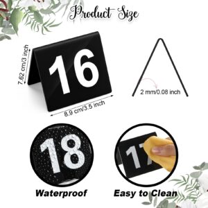 Sintuff 1-25 Table Numbers Black Acrylic Table Numbers Double Side Numbered Table Tents Plastic Table Tent Cards Number Signs for Wedding Reception Restaurant Party Banquets