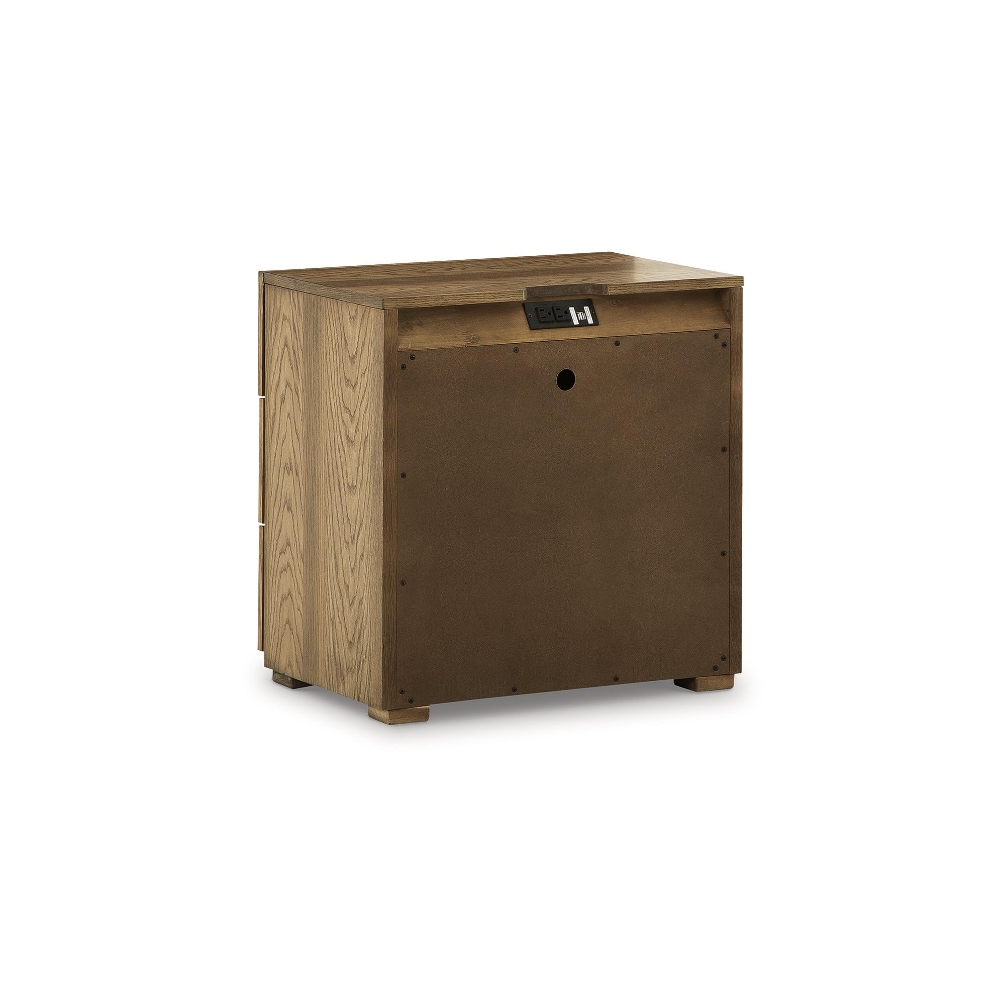 Signature Design by Ashley Dakmore Traditional 3 Drawer Night Stand with USB Charging Ports, Brown