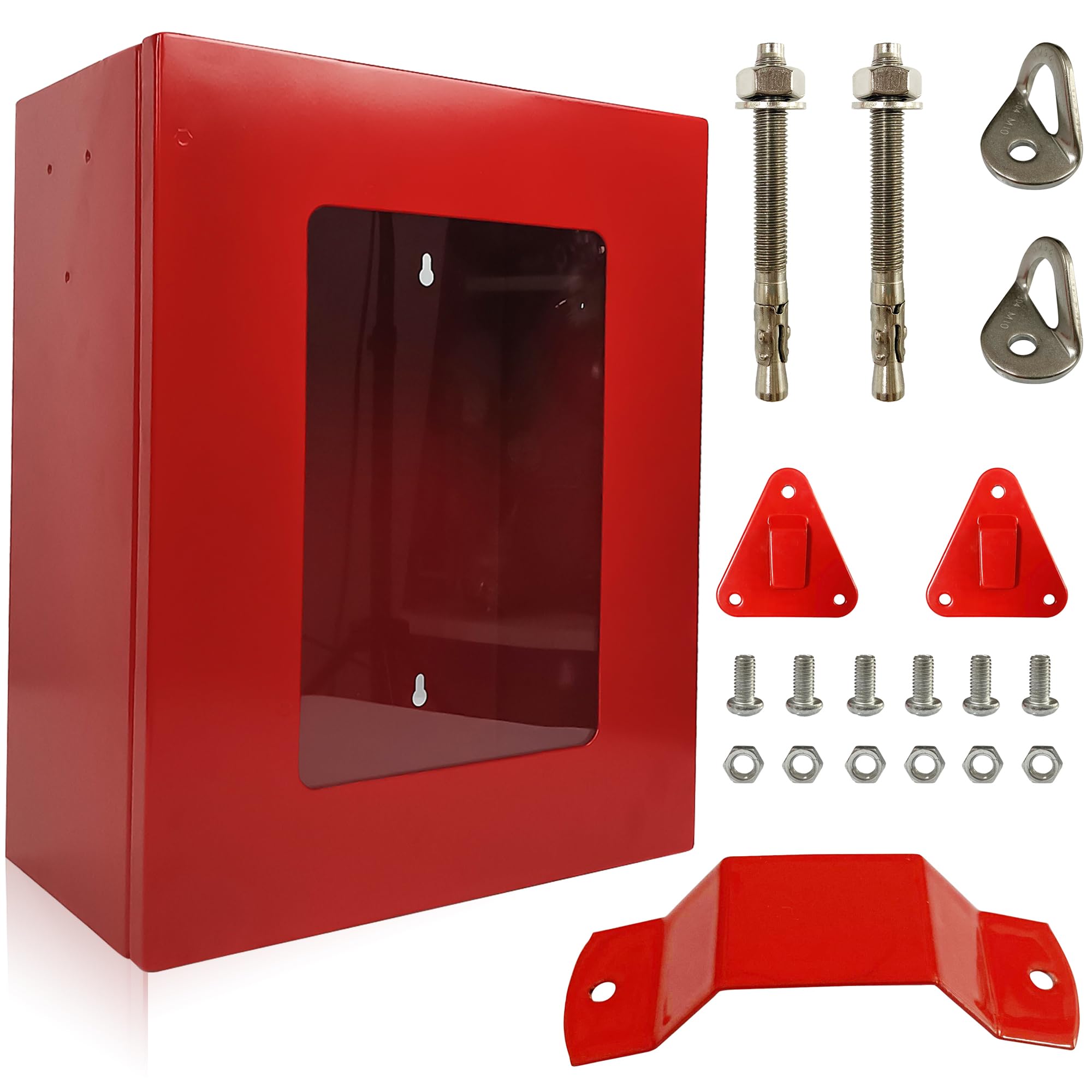 Cabinet for Fire Escape Ladder 2-Story Small | Box for Fire Rescue Stuff | Comes with Hooks for Fire Blanket and Fire Extinguishers - 14 * 11 * 5 inches | External Storage for Emergency Ladder