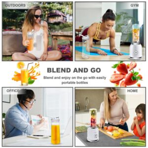 Personal Blender for Smoothies & Shakes - Portable Mini Smoothie Blender with BPA-Free 2 Travel Bottles 20 oz with Lids, 2 Speed Manual Control, 6 Stainless Steel Blades - 300 Watts