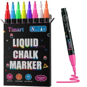 timart extra fine tip chalk markers (8 pack 1mm point), liquid chalk pens - dry erase marker pens for blackboard, chalkboards, windows, glass, bistro, cars, signs, chalkboard labels included