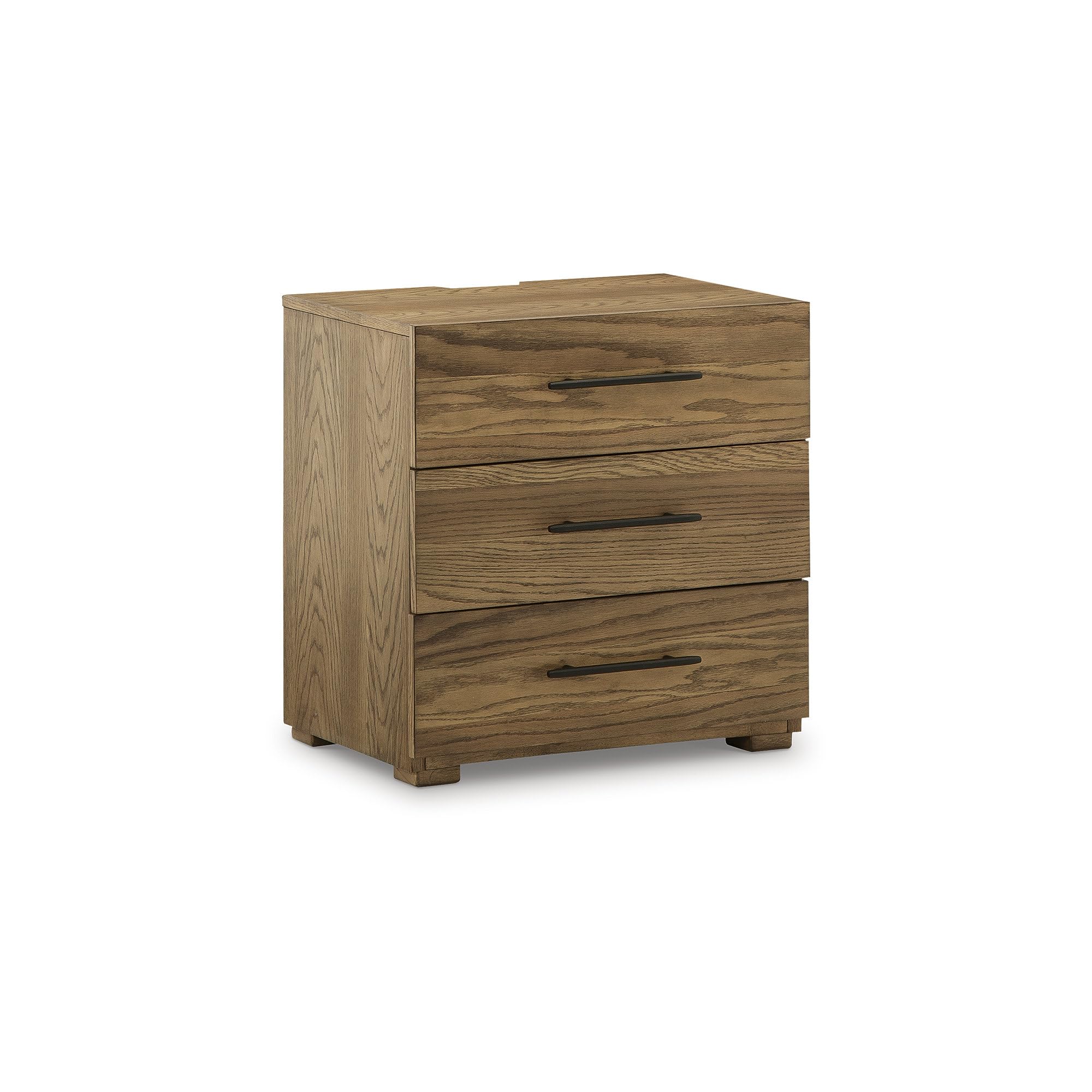 Signature Design by Ashley Dakmore Traditional 3 Drawer Night Stand with USB Charging Ports, Brown