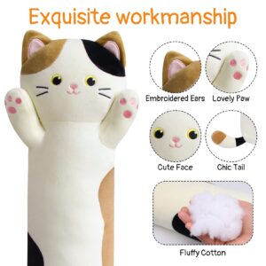 JEROKUMI Long Cat Plush Boby Pillow, 22inch Kawaii Cartoon Cat Boby Pillow Cat Stuffed Animals for Girls, Ctue Cat Body Pillow for Kids, Birthday Gifts