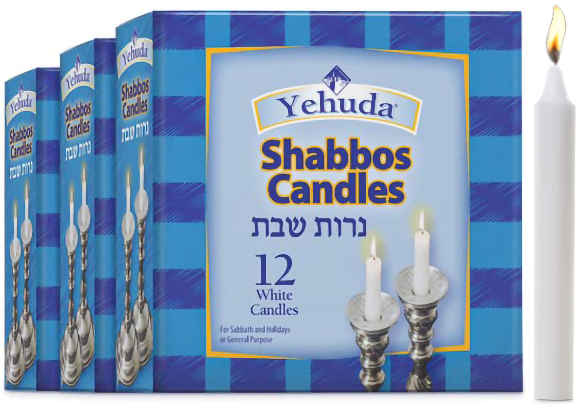 Yehuda 3 Hour White Shabbos Candles (36 Candles), Traditional Shabbat Candles | Unscented | Emergency Candles for Emergency Kit