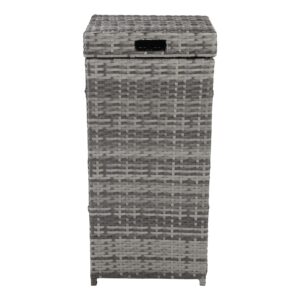 HEPMIMZHU 24-Gallon Outdoor Trash Can Large Rattan Garbage Can Trash Bin with Lid Iron Frame for Backyard.Patio.Deck and Outdoor Kitchen (Grey)