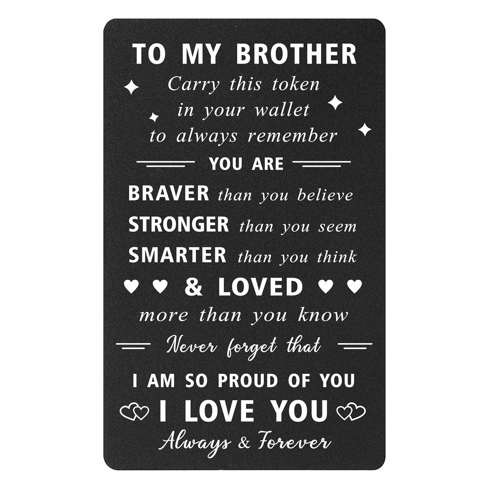 ENGZHI To My Brother Gifts Wallet Card - Brother Birthday Card, Inspirational Gifts for Brother Christmas Graduation