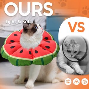 Avont Cat Cone Collar Soft, Adjustable Recovery E Collar Alternative for Cats Kittens Puppies, Elizabethan Neck Cone of Shame to Prevent Licking Biting After Surgery Protect Wounds -Melon(L)