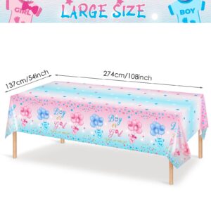 Mixweer 3 Pcs Gender Reveal Table Cloth Gender Reveal Party Supplies Waterproof Boy or Girl Plastic Tablecloth Pink and Blue Disposable Table Cover for Gender Reveal Baby Party Decorations, 54" x 108"