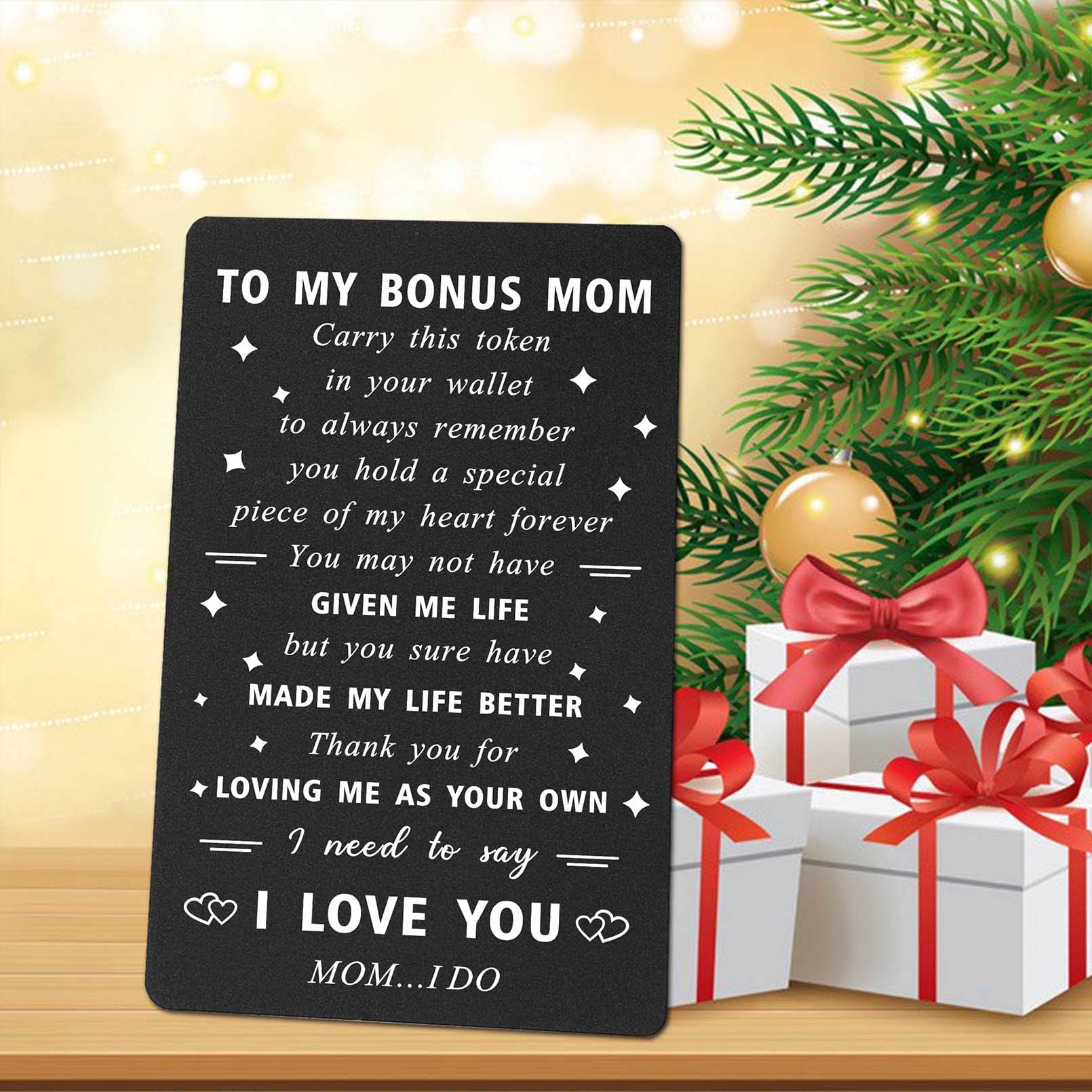 ENGZHI Stepmom Gifts Bonus Mom Wallet Card - I Love You Mom ... I Do - Step Mom Gifts Stepmother Birthday Card, Mothers Day, Christmas