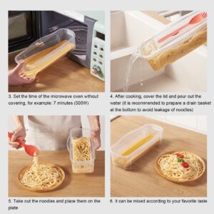 Microwave Pasta Cooker with Strainer Heat Resistant Pasta Steamer with Lid Spaghetti Noodle Cooking Box Kitchen Accessories