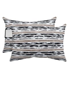 chaise lounge head resting pillows, gray camouflage gradient mottled retro watercolor outdoor chaise pillows, waterproof patio furniture pillows with insert and adjustable stripe for beach chair