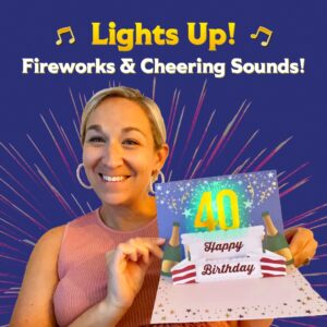 100 GREETINGS Birthday Cards with Lights & Music - Happy Birthday Card Mom, Birthday Gift for Son, Birthday Cards Women & Men, 1 Pop Up Birthday Card (Gold 40th)