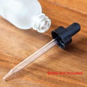 JUVITUS Black Straight Tip Glass Dropper Closure Top for Boston Round Bottles 24 Pack (4 oz / 120 ml (24-400 Neck Size))