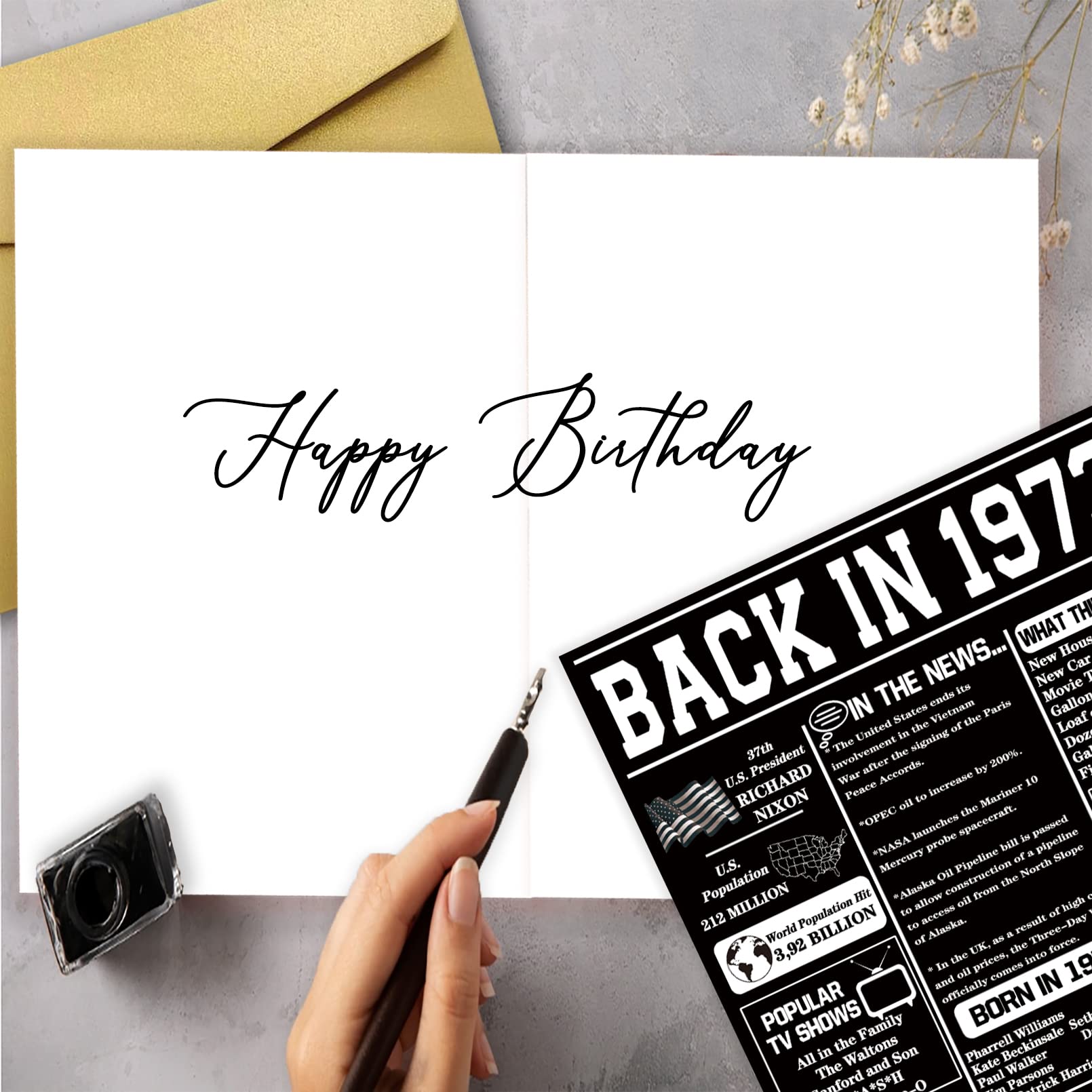 Asmallgf Awesome 51st Birthday Card for Friends, Funny 1973 Bday Gift for Mom Dad, Jumbo 51 Year Old Card for Godmother Godfather, Wonderful 51 Bday Gift Idea for Women Men, Back In 1973