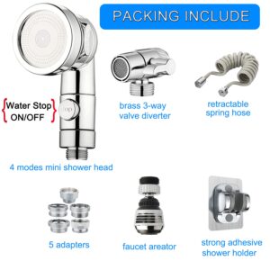 MOSELNY Sink Faucet Sprayer Attachment,Pet Shower Sprayer with 118" Spring Hose,ON/Off Shower Head, Faucet Sprayer Adapter with Aerator for Pet Shower, Hair Washing for Utility Sink,Bathtub