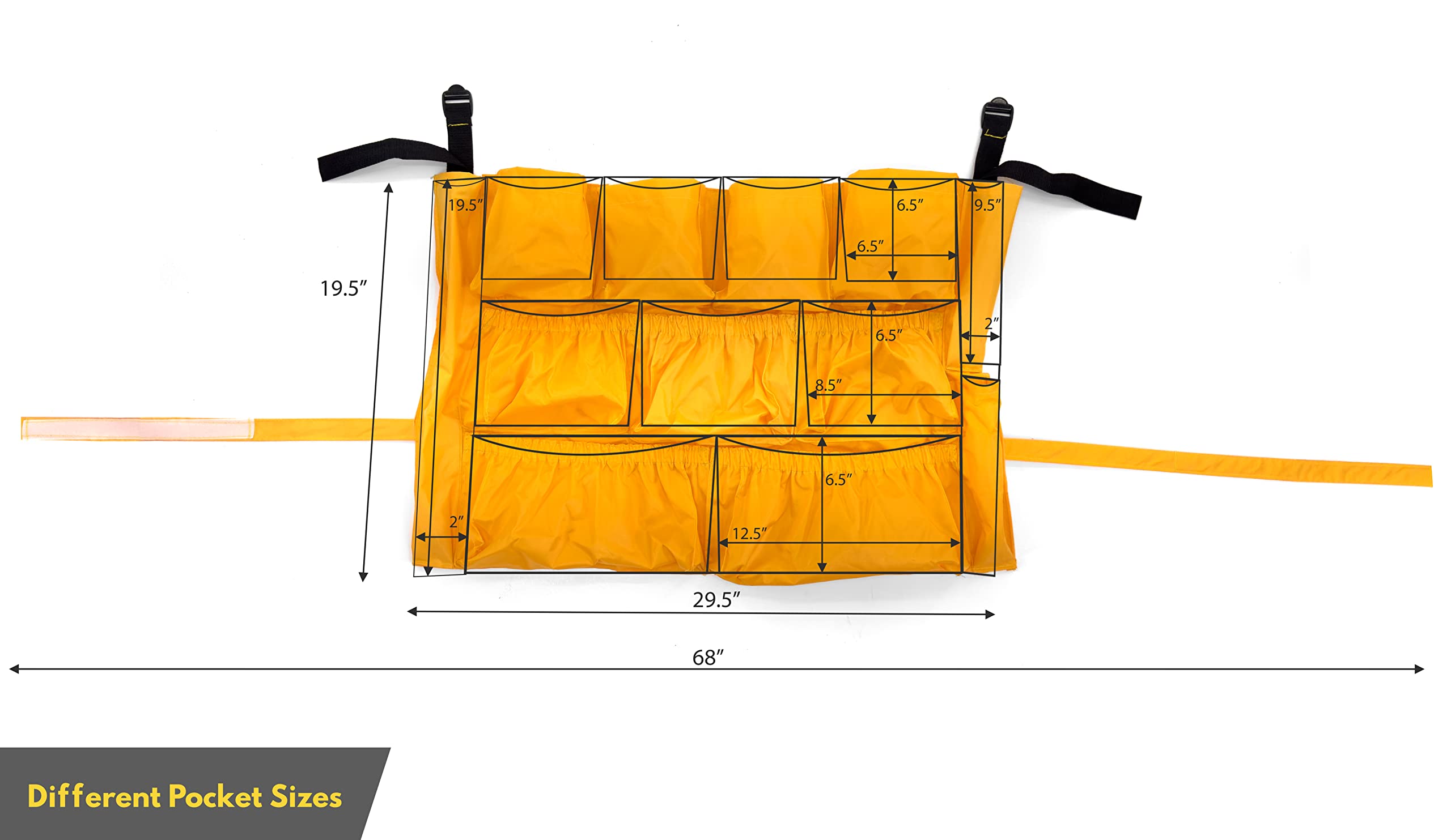 Farag Janitorial Trash Can Caddy Bag | Fits 32-48 Gallon Can | 12 Pockets | Large Round and Square Trash Cans.