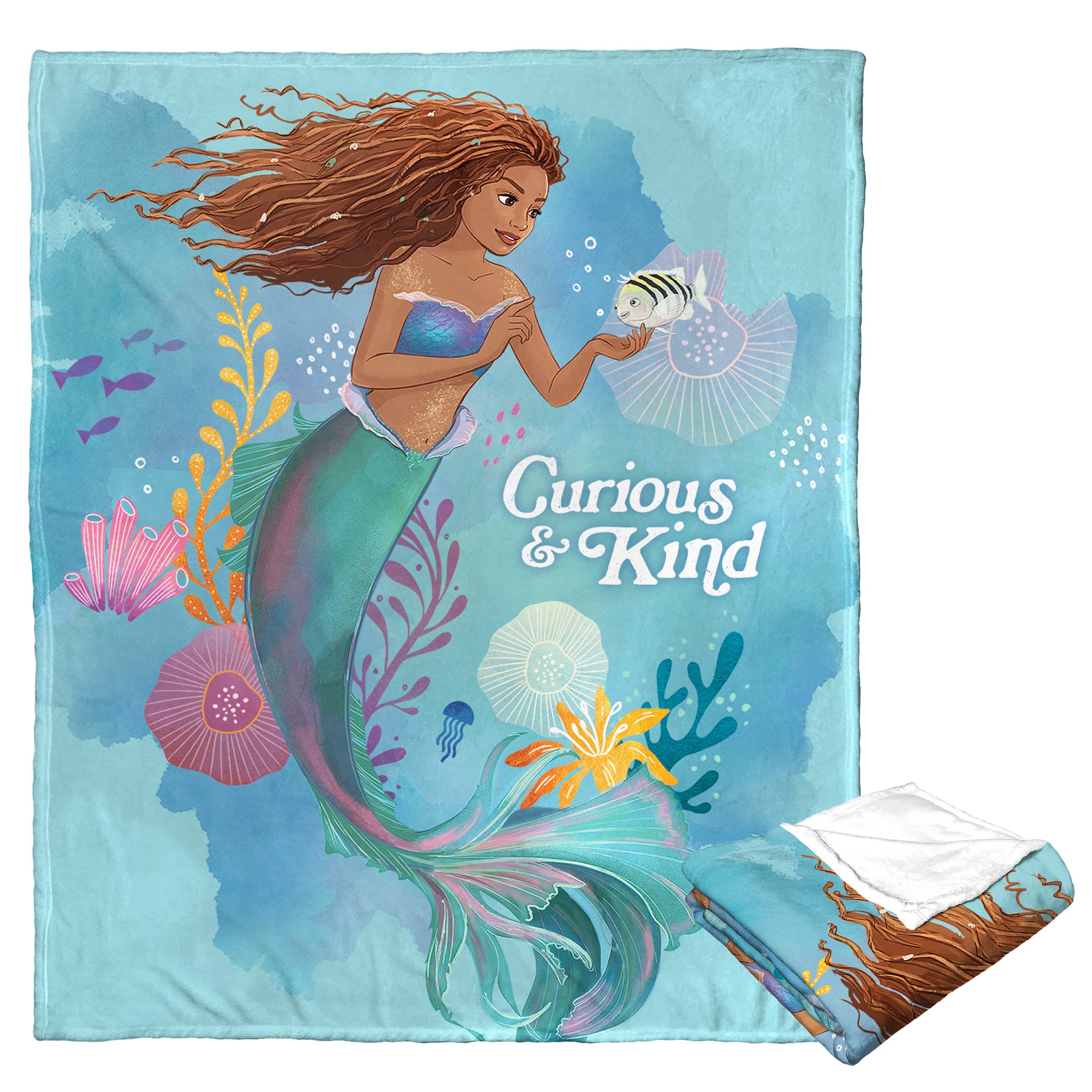 Northwest Little Mermaid/Ariel Silk Touch Throw Blanket, 50" x 60", Curious and Kind