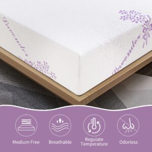 Hcore 10 Inch King Memory Foam Mattress,Cooling Lavender Mattress in a Box,Medium-Firm Mattress Made in USA,Pressure Relief & Temperature Regulation,Fiberglass-Free,CertiPUR-US Certified