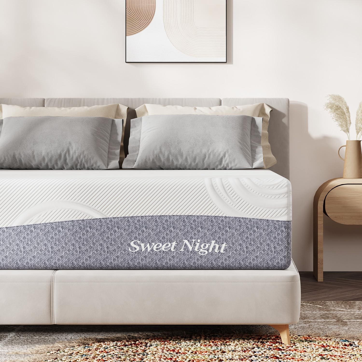 Sweetnight Full Size Mattress, 12 Inch Cooling Gel Memory Foam Mattress for Comfy Sleep & Pressure Relief, Plush Foam Mattress with Motion Isolation, Mattress in a Box, Luna, Gray/White