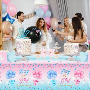 Mixweer 3 Pcs Gender Reveal Table Cloth Gender Reveal Party Supplies Waterproof Boy or Girl Plastic Tablecloth Pink and Blue Disposable Table Cover for Gender Reveal Baby Party Decorations, 54" x 108"