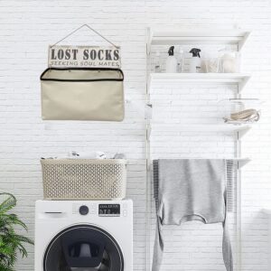 Laundry Room Wall Décor Accessories Canvas Bag Basket Lost socks Funny Wood Sign Organization