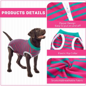 BRKURLEG Dog Recovery Suit After Surgery,Surgical Shirts Spay Suit for Female Male Dog, Striped Puppy Doggy Onesie Snugly Vest for Abdominal Wounds Anti-Licking, Zipper Closure Cat Neutering Suit