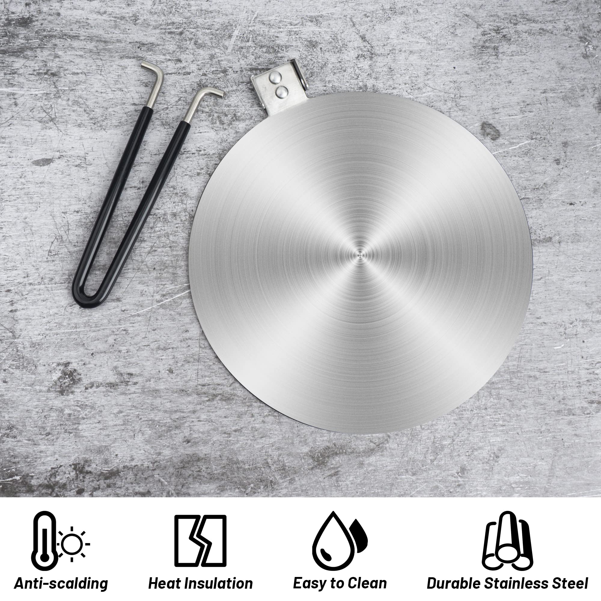 9.45 Inches Stainless Steel Heat Diffuser for Glass Cooktop, Induction Plate Adapter for Electric Stove with Foldable Handle