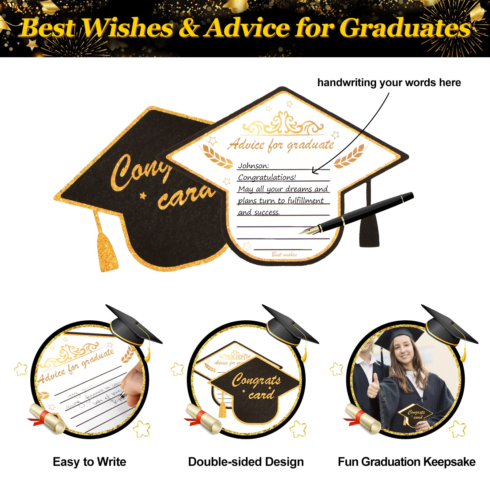 HJINGY Graduation Decorations Class of 2024, 2024 Graduation Party Decorations Include Grad Backdrop, Photo Banner, Congrats Cards, Balloons, Tablecloth, Plates, Cake Toppers for College High School