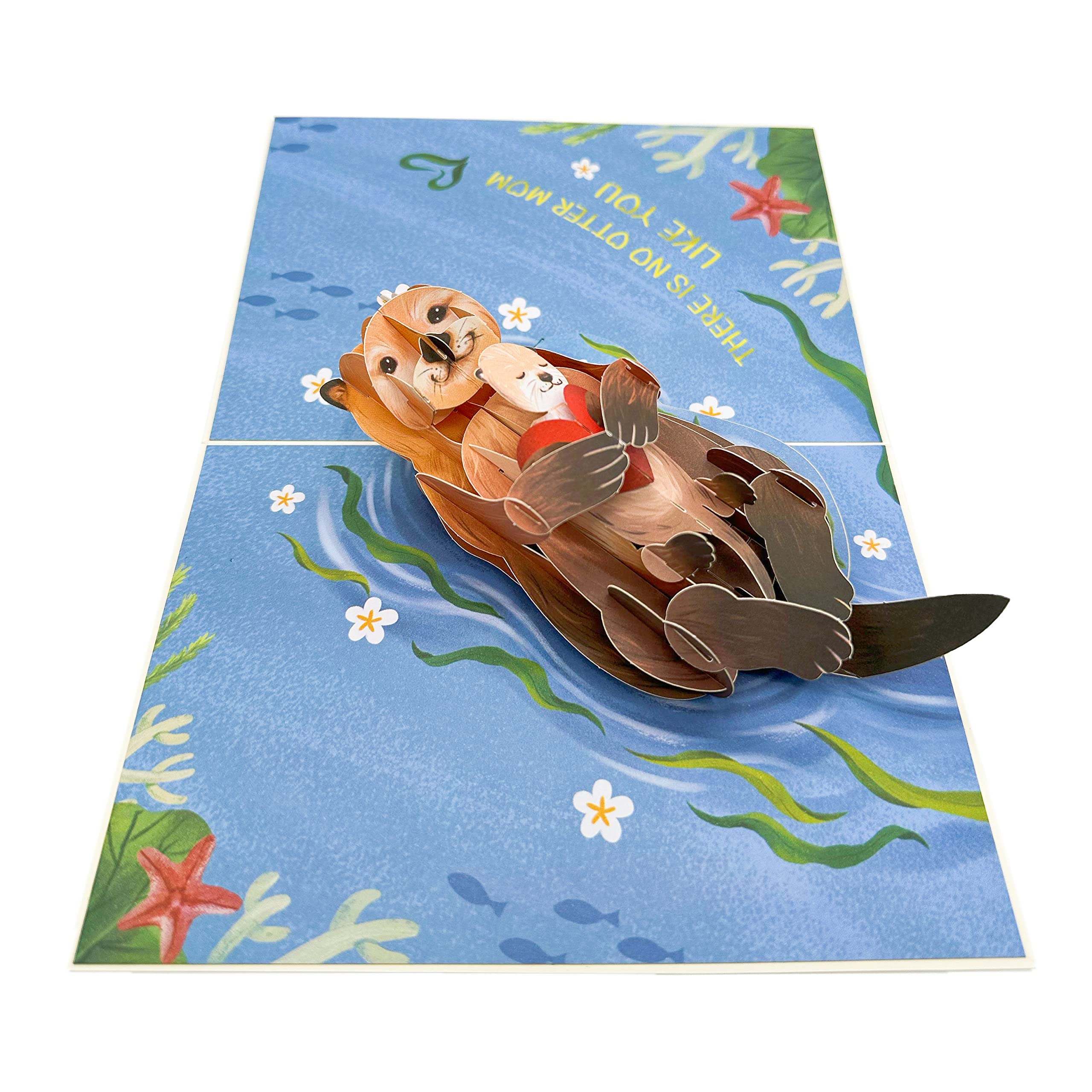 Liif Otter Mothers Day Card, 3D Pop Up 1st Mothers Day Card, First Mother Birthday Card for Mom, Otter Card