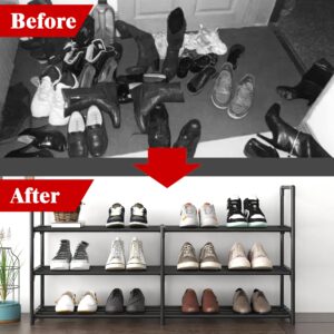 Thoustars Metal Shoe Rack Organizer, 3-Tier Shoe Stand with Shelf for Closet Floor Storage and Organization,Easy to Assemble