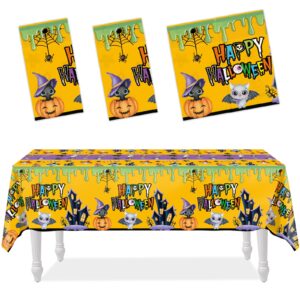 ceiba tree Halloween Tablecloth Plastic Disposable Table Cover Table Cloth 3 Packs Rectangle 54X108 Inch Halloween Party Supplies Table Decorations Decor Trick or Treat