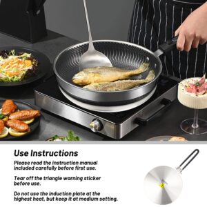 9.45 Inches Stainless Steel Heat Diffuser for Glass Cooktop, Induction Plate Adapter for Electric Stove with Foldable Handle