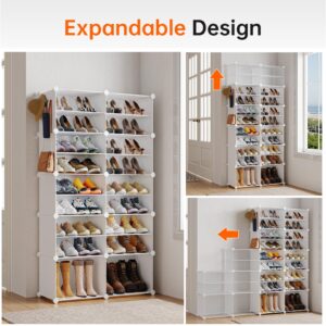 MAGINELS Shoe Rack,40 pairs shoe Organizer,10 tier Tall Portable shoe storage Cubbies cabinet,Plastic Shoes Shelves for Entryway,Livingroom,Bedroom,White