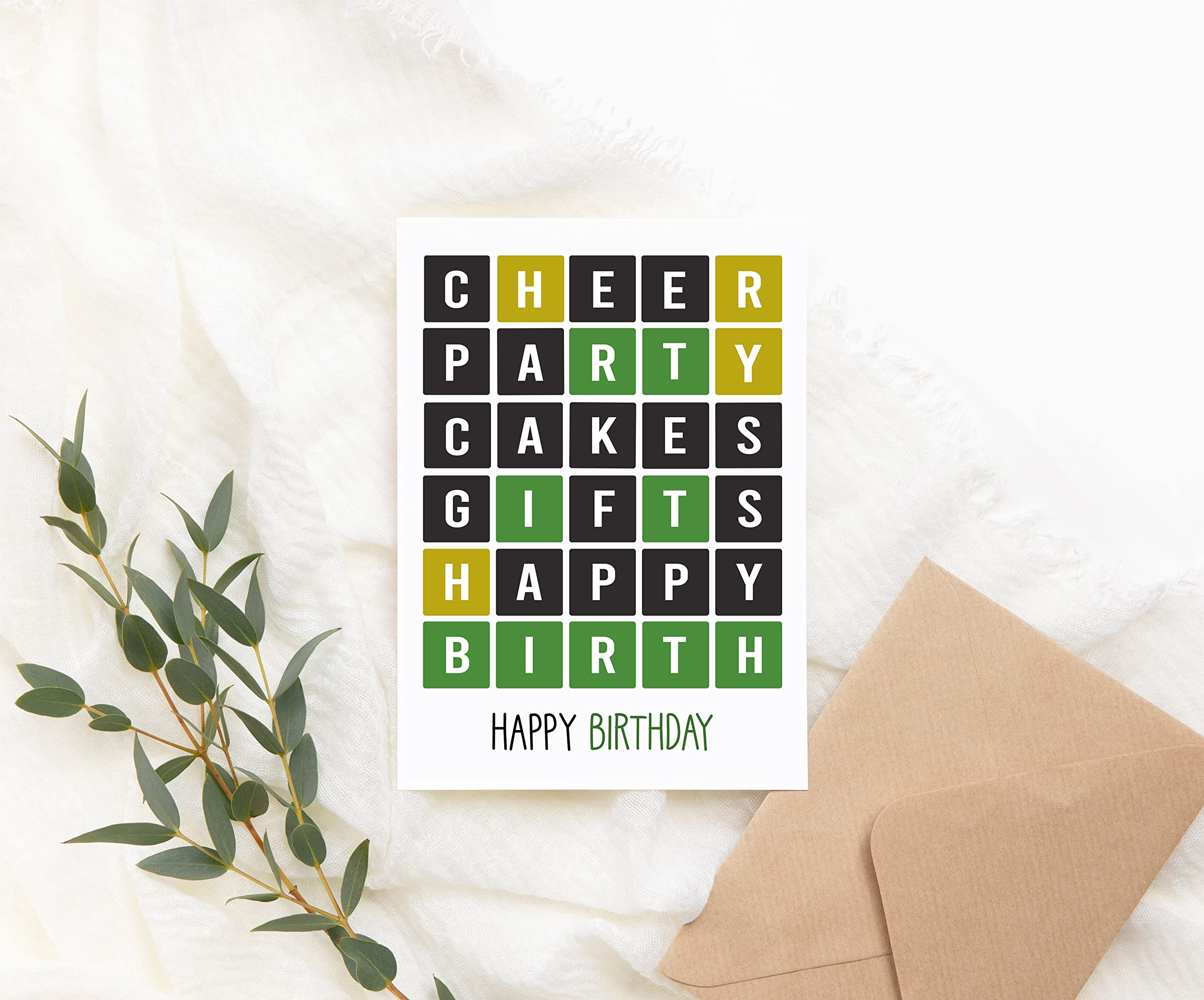 Wordle Birthday Card - Cute Birthday Card - Funny Wordle Birthday Card For Friends- Her -Him - Cute Birthday Card For Wordle Lover - Wordle Card - Happy Birthday Idea Gift - Wordle Lover Card