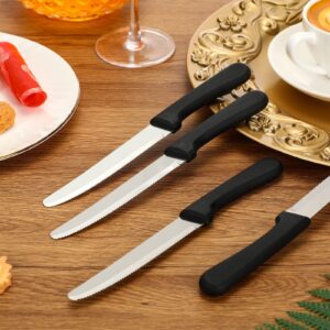 Geelin 50 Pieces 8.5 Inch Rounded Serrated Blade Steak Knives Stainless Steel Round Tip Blade Steak Knife with Plastic Handle for Kitchen Butter Cutlery Restaurant