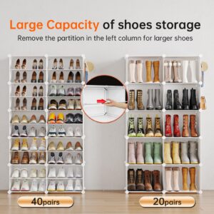 MAGINELS Shoe Rack,40 pairs shoe Organizer,10 tier Tall Portable shoe storage Cubbies cabinet,Plastic Shoes Shelves for Entryway,Livingroom,Bedroom,White