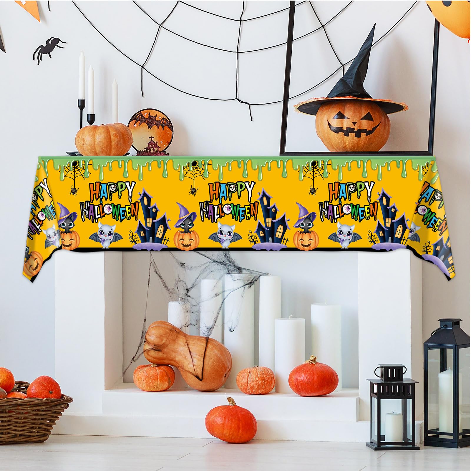 ceiba tree Halloween Tablecloth Plastic Disposable Table Cover Table Cloth 3 Packs Rectangle 54X108 Inch Halloween Party Supplies Table Decorations Decor Trick or Treat