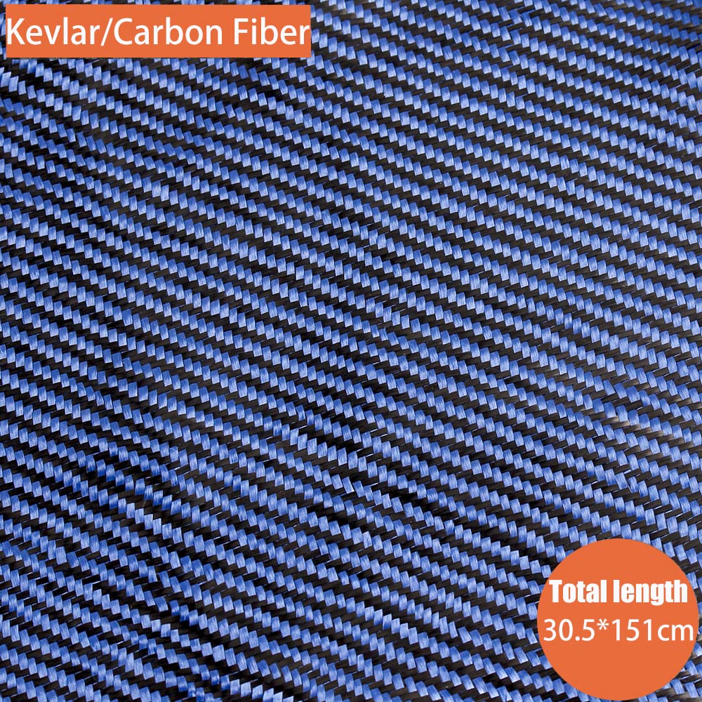 BARTOO 59" x 12" Carbon Fabric Cloth 3K Fabric Cloth (150cmx30cm) 220gsm High Strength Carbon Fiber Fabric (150cmx30cm, Blue, 1)