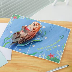 Liif Otter Mothers Day Card, 3D Pop Up 1st Mothers Day Card, First Mother Birthday Card for Mom, Otter Card