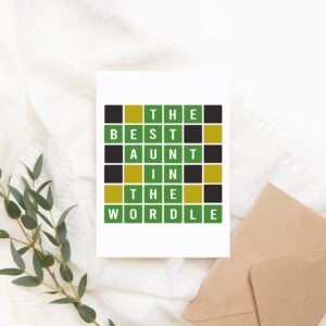 Wordle For Aunt Card - The Best Aunt In The Wordle - Aunt Gift Wordle - Wordle Themed Mothers Day Card - Wordle Card - Word Game - Birthday Aunt Card - Mothers Day Idea Gift- Wordle Lover- Aunt Card