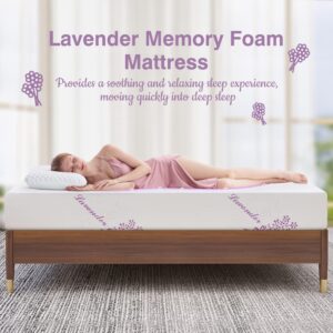 Hcore 10 Inch King Memory Foam Mattress,Cooling Lavender Mattress in a Box,Medium-Firm Mattress Made in USA,Pressure Relief & Temperature Regulation,Fiberglass-Free,CertiPUR-US Certified