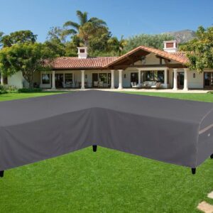 Garden Balsam Heavy Duty Waterproof Patio Furniture Covers,Fade Resistant Outdoor Sofa Covers V-Shaped Sofa Cover 115" W (on Each Side) x 33" D x 31" H Dark Grey