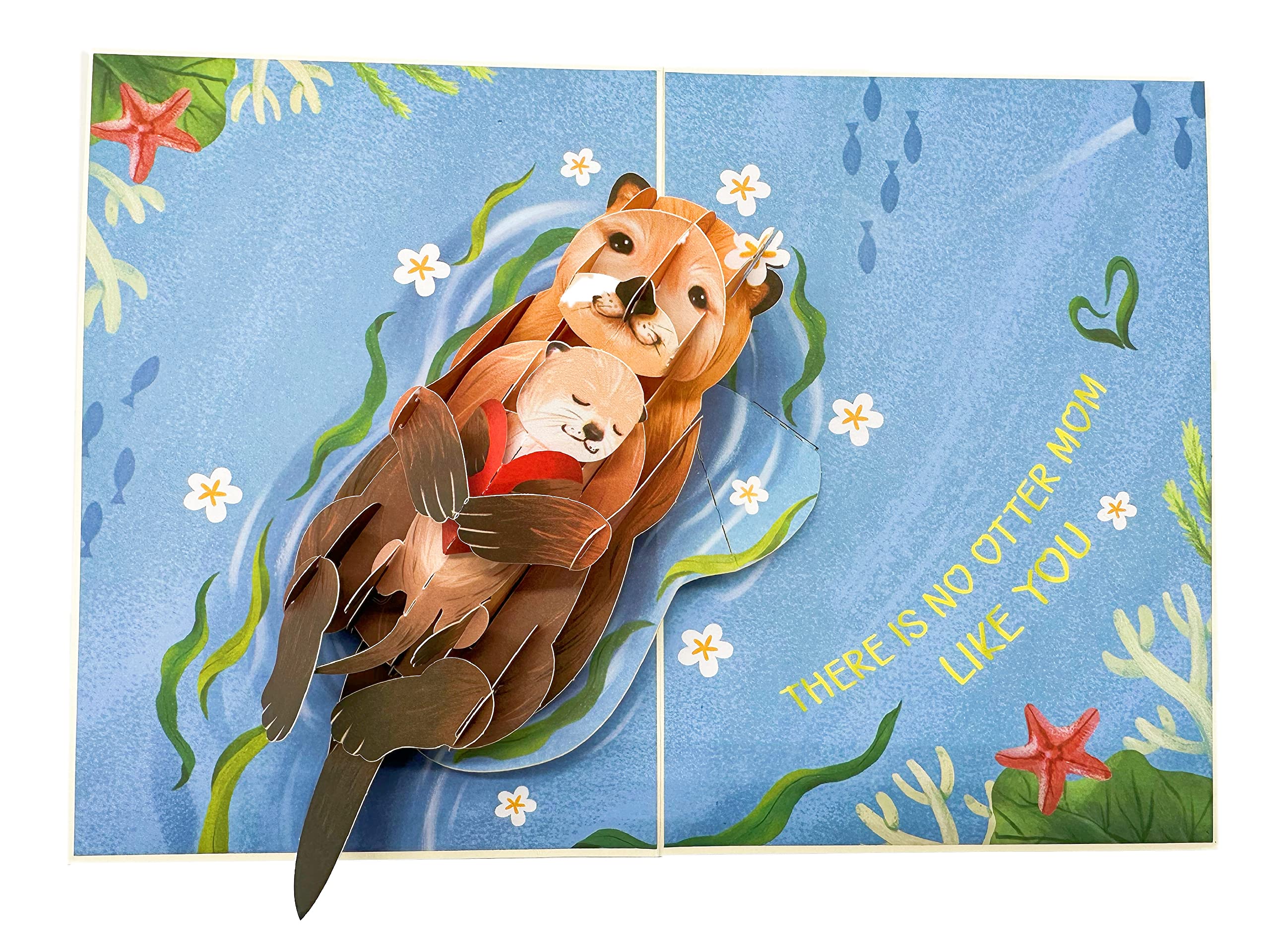 Liif Otter Mothers Day Card, 3D Pop Up 1st Mothers Day Card, First Mother Birthday Card for Mom, Otter Card