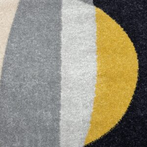 Abani Geometric Beige/Charcoal Yellow Area Rug - 8'x10' - Modern Half-Moon Design Mid-Century Deco - Easy to Clean - Durable for High Traffic Areas – Bedroom & Office - Medium Pile