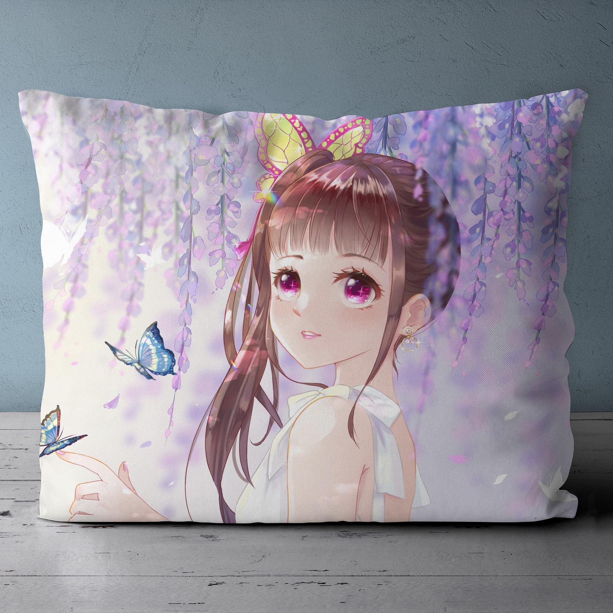 NICHIYOBI Devil Slayer Anime Kanao Flower Breathe Duvet Cover Set 3D Bedding Comforter Cover 3 Pcs (1 Duvet Cover+2 Pillowcases) Bedding Set (04,Queen-90x90in+20x30in*2)