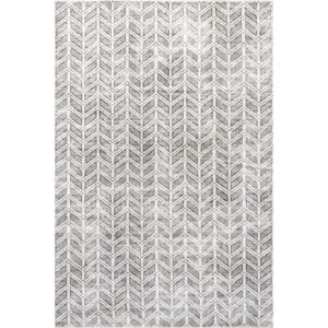 nuLOOM Via Geometric Striped Machine Washable Area Rug, 8x10, Grey