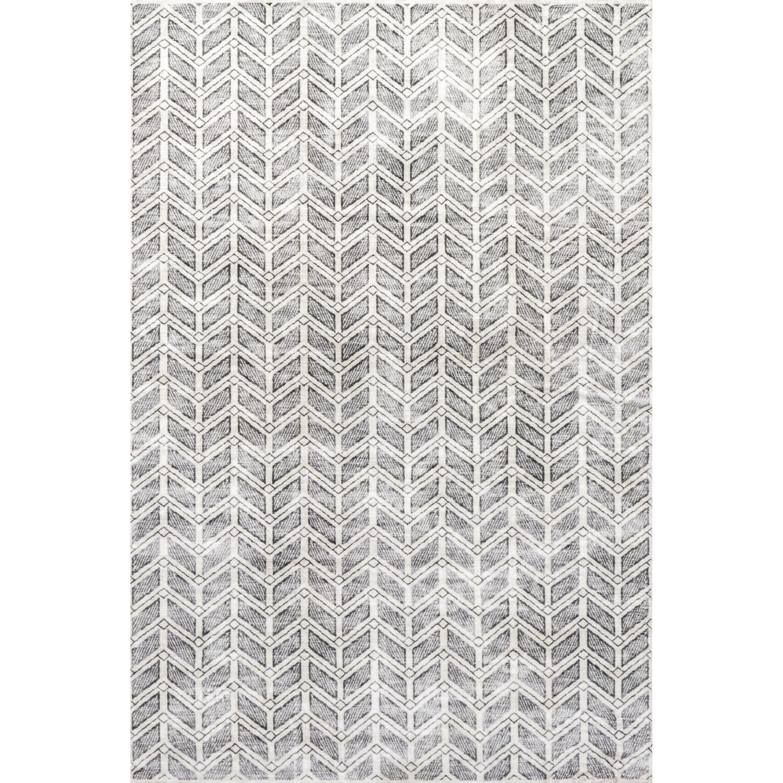 nuLOOM Via Geometric Striped Machine Washable Area Rug, 8x10, Grey