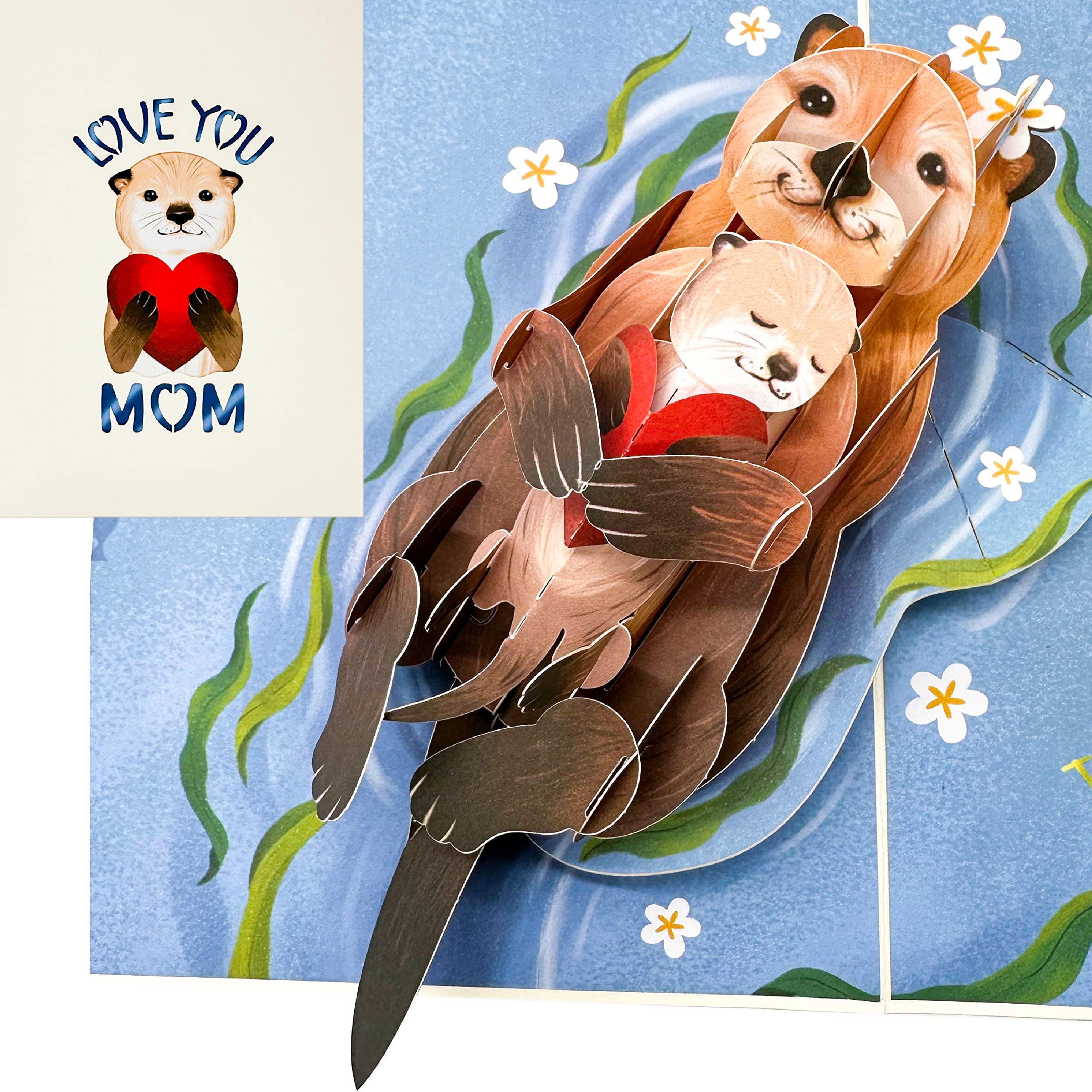 Liif Otter Mothers Day Card, 3D Pop Up 1st Mothers Day Card, First Mother Birthday Card for Mom, Otter Card